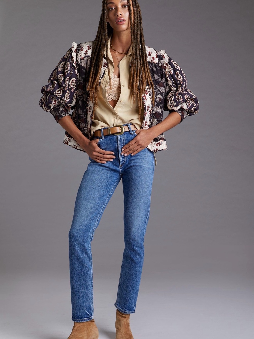 Anthropologie Agolde Nico High Rise Slim Straight Jean Size 32 Betray Wash